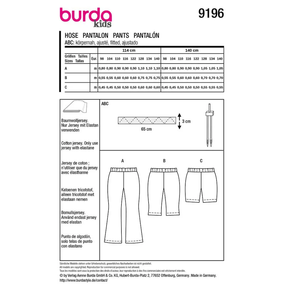 Leggings Burda Kids 9196 str. 98-140
