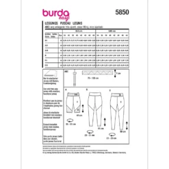 Leggings Burda 5850 str. 34-48