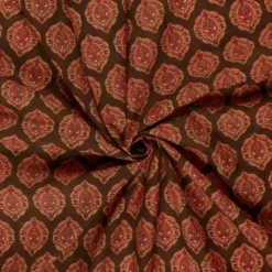 Let voile m/abstrakt batikprint Brun