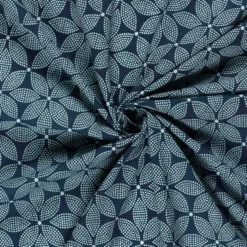 Let voile m/blomsterprint batik Marine