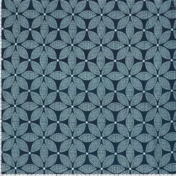 Let voile m/blomsterprint batik Marine