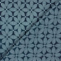 Let voile m/blomsterprint batik Marine