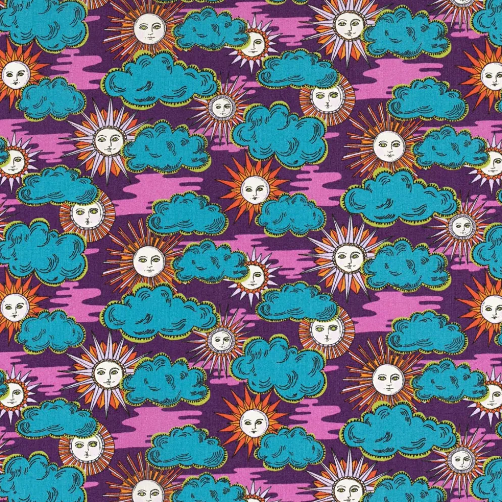 Liberty Fabrics Follow the Sun Stærk lilla