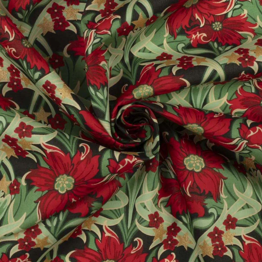 Liberty Fabrics Merry Mews metallic Rød