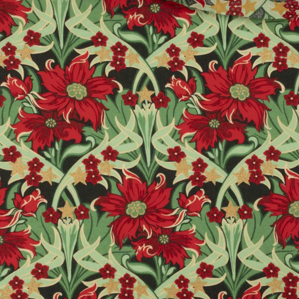 Liberty Fabrics Merry Mews metallic Rød