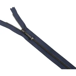 Lynlås 4mm m/ stang kugleskyder 35cm Antik sølv Blågrå
