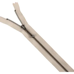 Lynlås 4mm m/ stang kugleskyder 35cm Antik sølv Sand