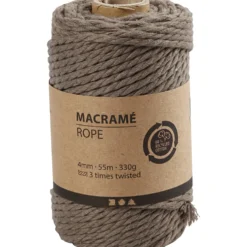 Macramé reb 55 m, 4 mm, 330g Mørk sand