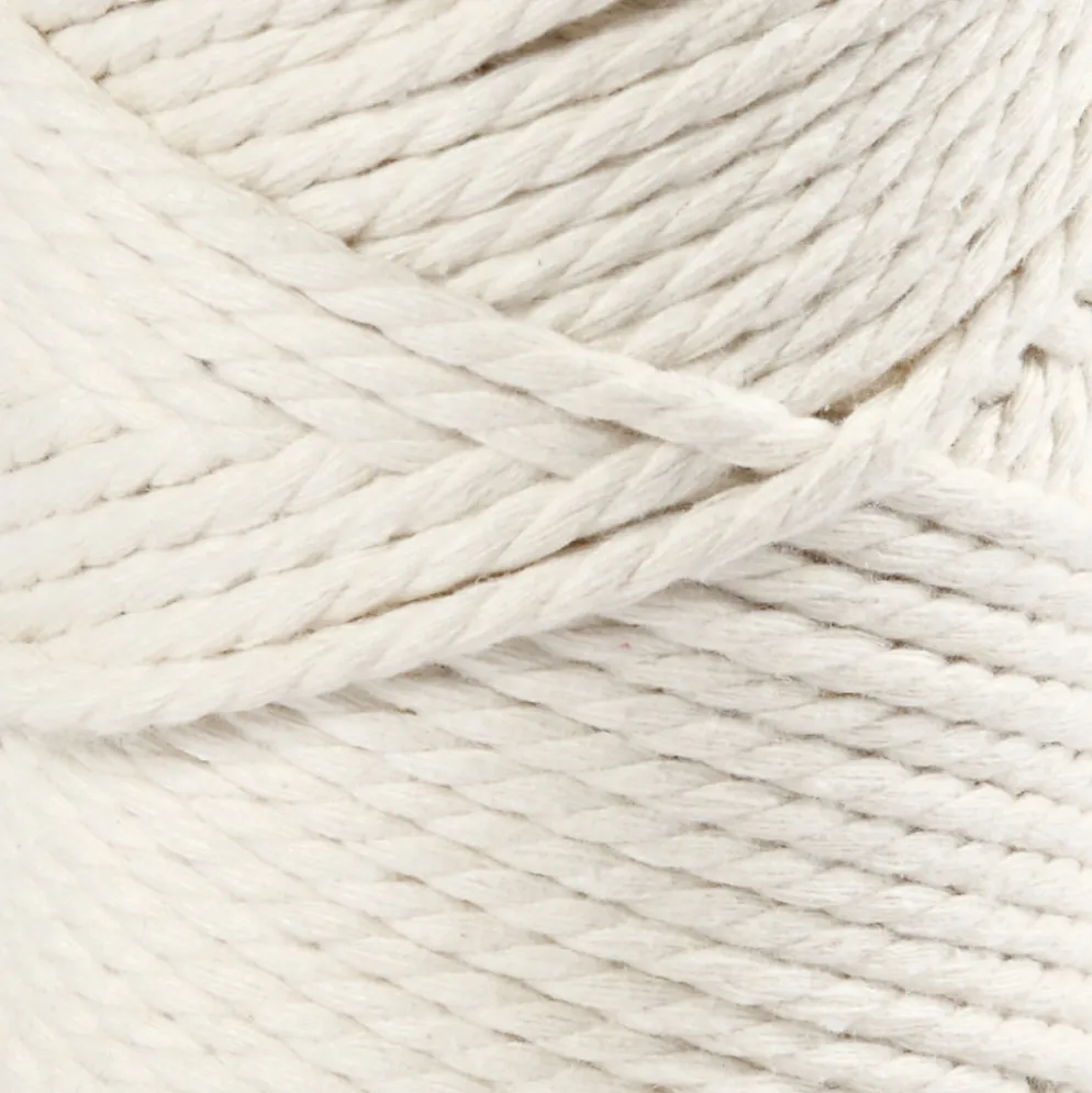 Macramé reb 55 m, 4 mm, 330g Råhvid