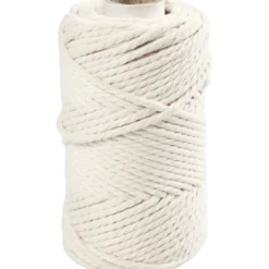 Macramé reb 55 m, 4 mm, 330g Råhvid