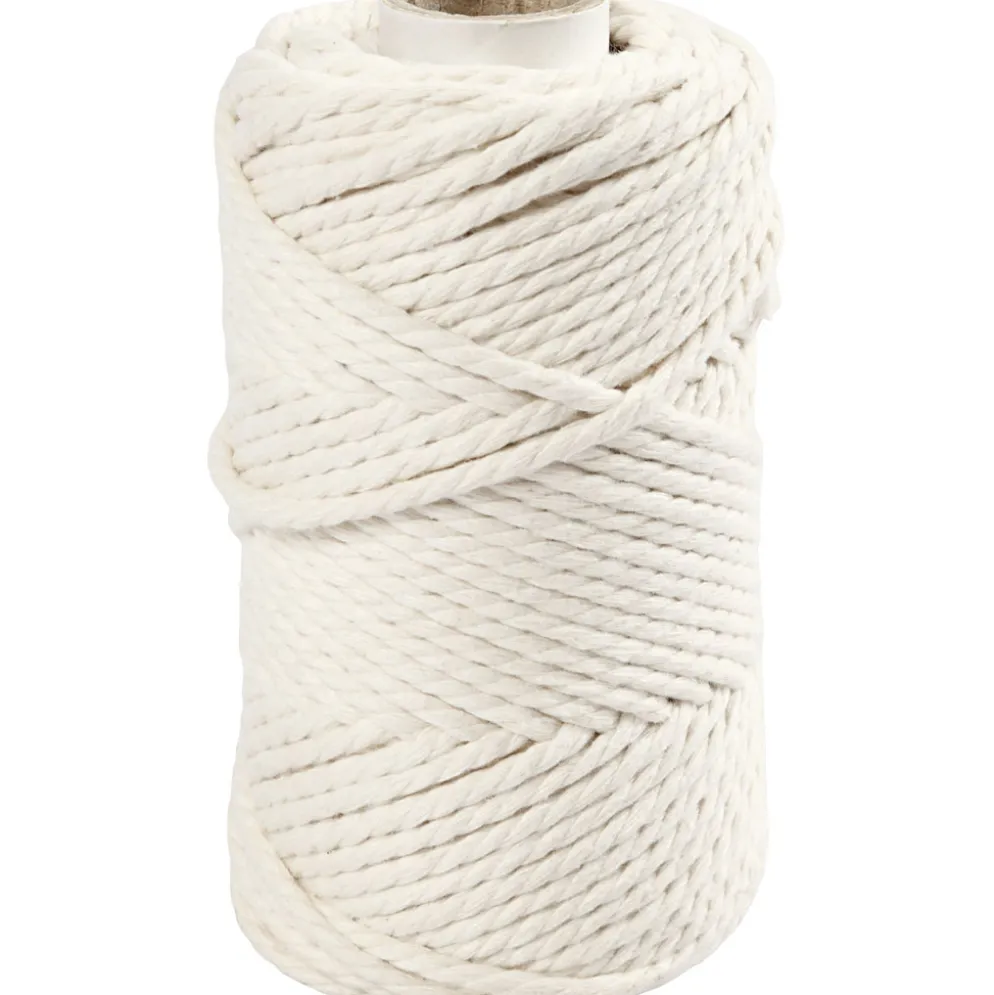 Macramé reb 55 m, 4 mm, 330g Råhvid