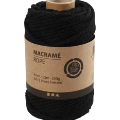 Macramé reb 55 m, 4 mm, 330g Sort