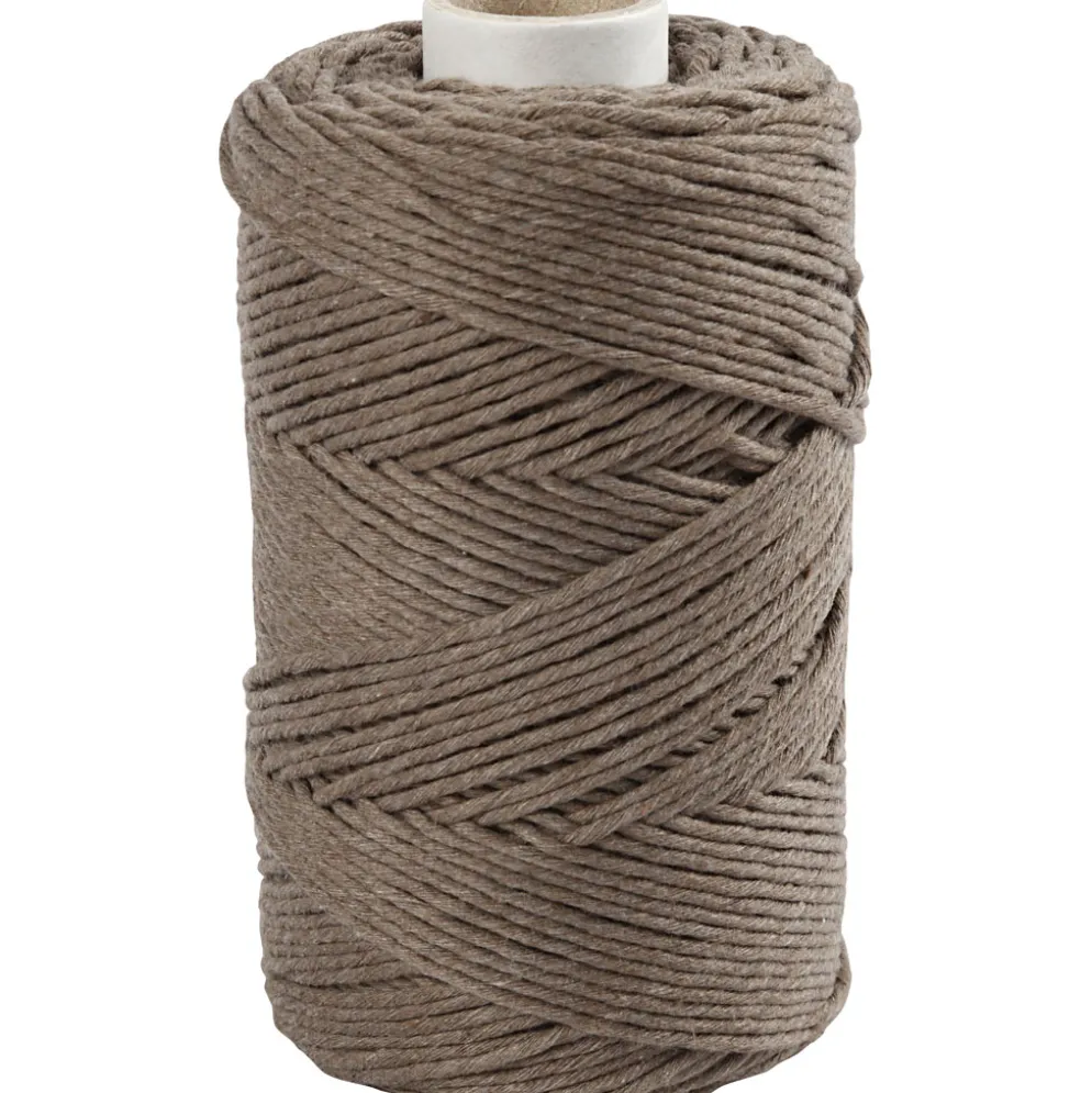 Macramé snor, Mørk sand, L: 198 m, diam. 2 mm, 330 g/ 1 rl.