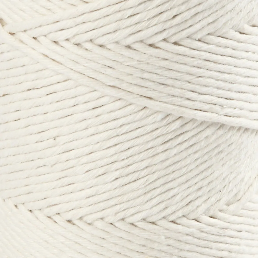 Macramé snor, råhvid, L: 198 m, diam. 2 mm, 330 g/ 1 rl.