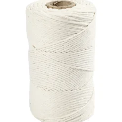 Macramé snor, råhvid, L: 198 m, diam. 2 mm, 330 g/ 1 rl.