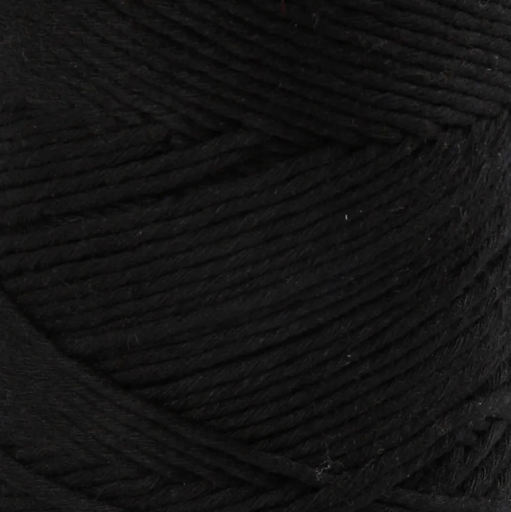 Macramé snor, sort, L: 198 m, diam. 2 mm, 330 g/ 1 rl.