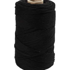 Macramé snor, sort, L: 198 m, diam. 2 mm, 330 g/ 1 rl.