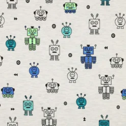 Melange jersey m/robotter Lys kitgrå