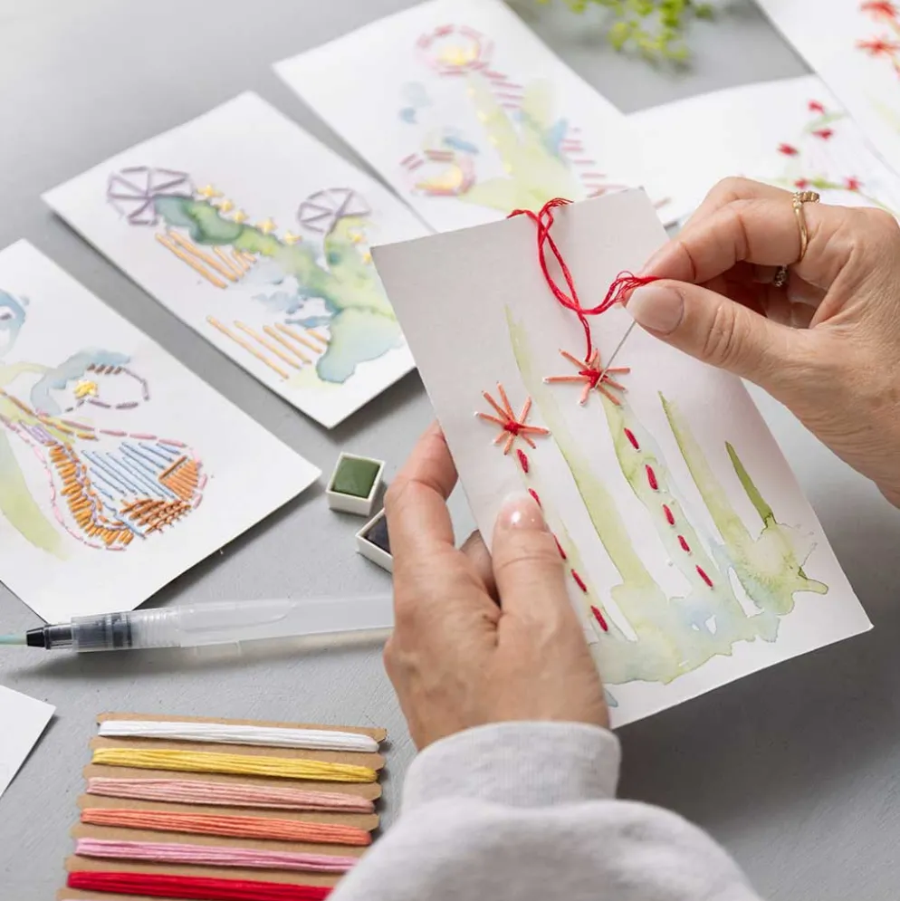 Mini DIY Kit Broderi, Malerier med broderi