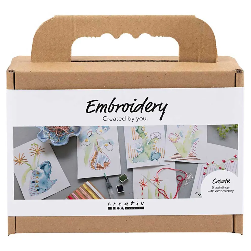 Mini DIY Kit Broderi, Malerier med broderi