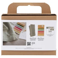 Mini DIY Kit Broderi, Serviet, støvet grøn