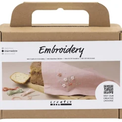 Mini DIY Kit Broderi, Stofserviet, støvet rosa