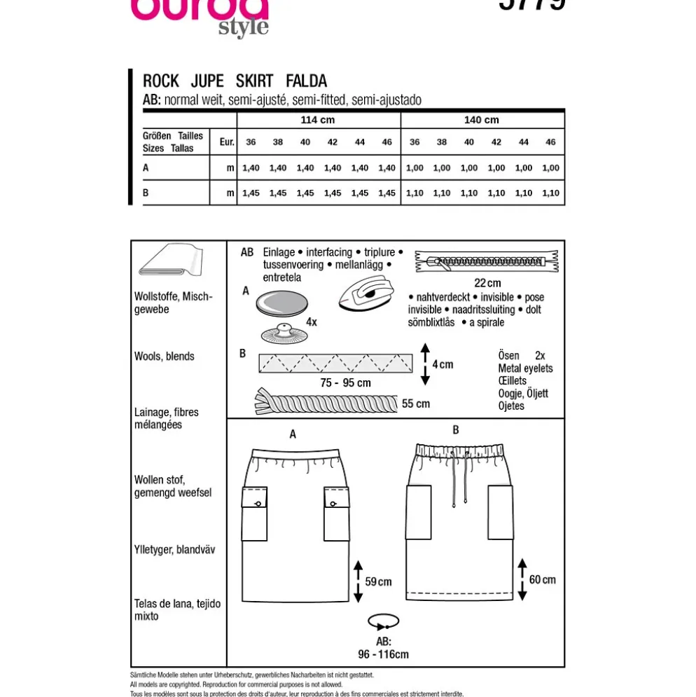 Nederdel Burda 5779 str. 34-46