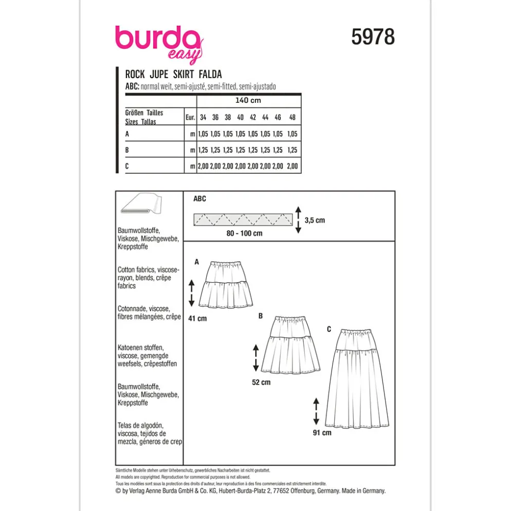 Nederdel Burda 5978 str. 34-48