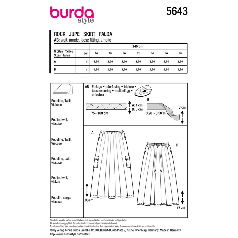 Nederdel Burda 5643 str. 36-48