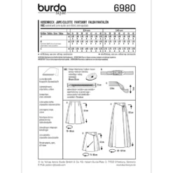 Nederdel/shorts Burda 6980 str. 34-46