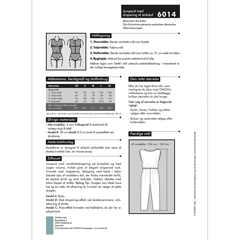 Onion Mønster, Jumpsuit m/ drapering