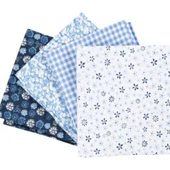 Patchworkstof 45×55 cm, 4 stk. Blå