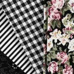 Patchworkstof 45×55 cm, 4 stk. Sort