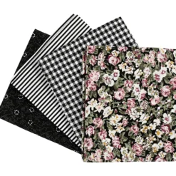 Patchworkstof 45×55 cm, 4 stk. Sort
