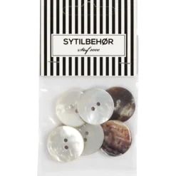 Perlemorsknap 2-huls, 23 mm, 6stk. Natur