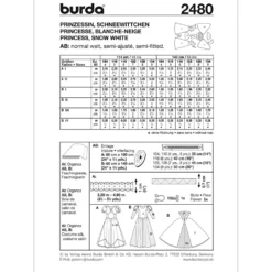 Pinsesse/Snehvide Burda Kids 2480 str. 104-134