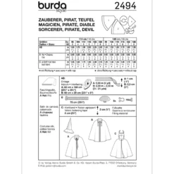 Pirat/ Djævel/Tryllekunstner Burda Kids 2494 str. 98-128