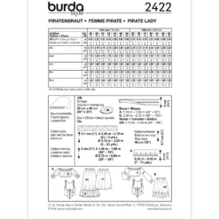 Pirat kostume Burda 3422 str. 36-48