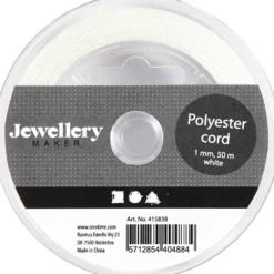 Polyester snor 1 mm, 50 m Hvid