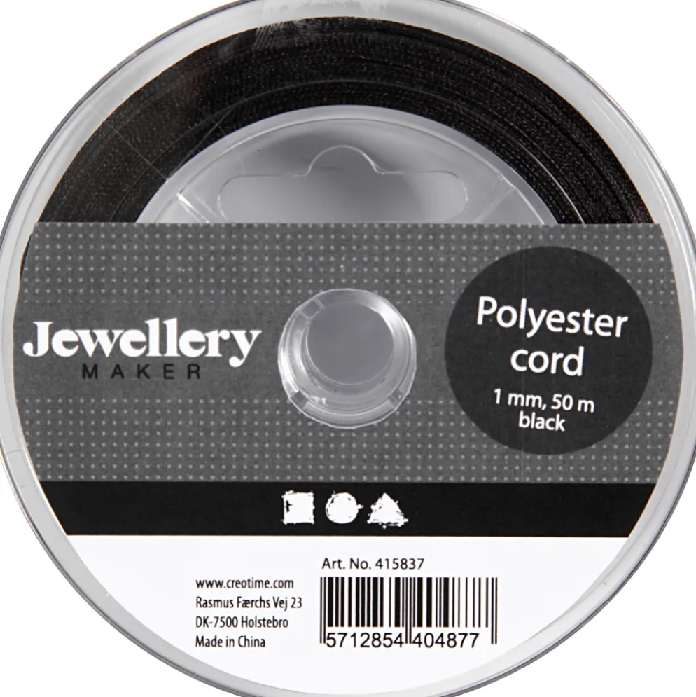 Polyester snor 1 mm, 50 m Sort