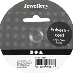 Polyester snor 1 mm, 50 m Sort