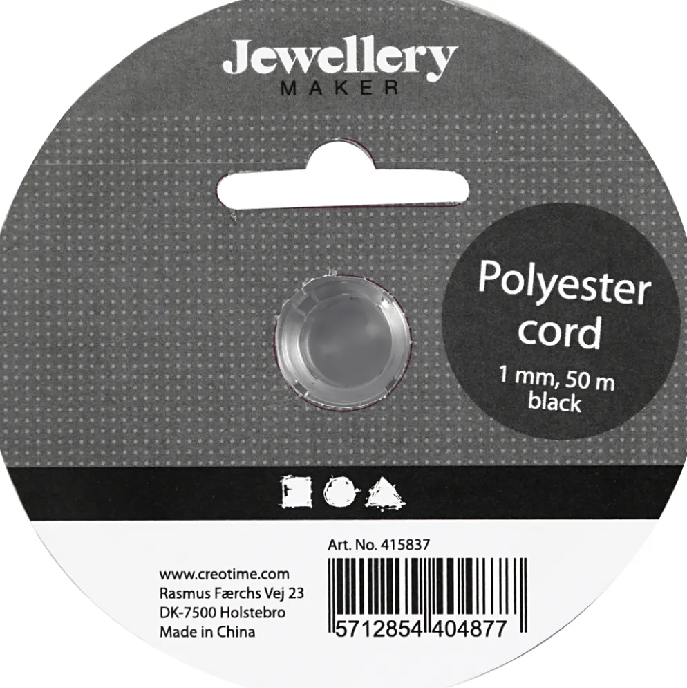 Polyester snor 1 mm, 50 m Sort