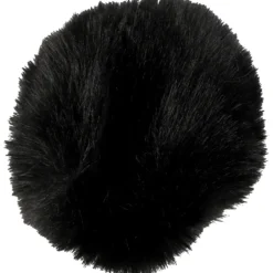 Pompon pels look 8cm m/elastikstrop, diam. 8 cm, sort, 1stk.