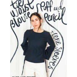Puff and Pencil Tie waist blouse + cone sleeves str. XXS-XXL