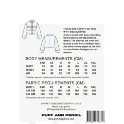 Puff and Pencil Topstitch vest + box sleeves str. XXS-XXL