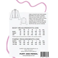 Puff and Pencil Zip vest + basic sleeves str. XXS-XXL