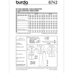 Pyjamas Burda 6742 str 34-44