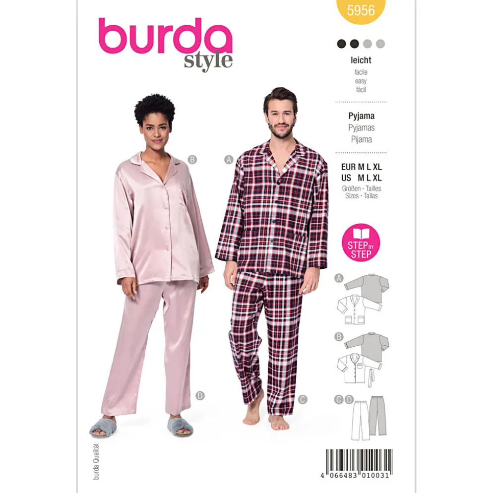 Pyjamas Burda 5956 str. M, L, XL
