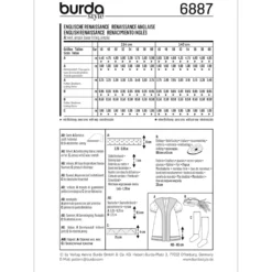 Renæsssance kostume Burda 6887 str. 46-60