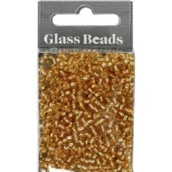 Rocaiperler, 3 mm, str. 8/0 , hulstr. 0,6-1,0 mm, 25 gr. Guld